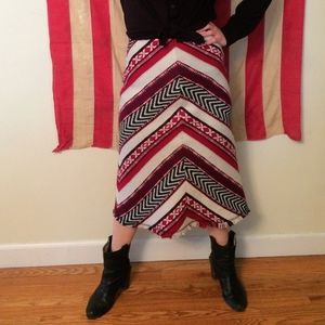 Vintage Blanket A-Line Embroidered Skirt